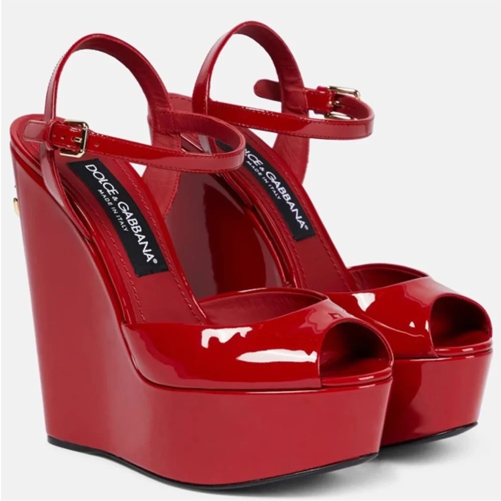 Like new DOLCE & GABBANA Ankle-strap Platform Wedge Sandals In Red $1,020